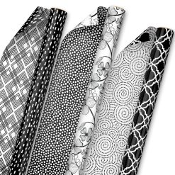 Hallmark - Black and White Prints 3-Pack Reversible Wrapping Paper, 75 sq. ft. total