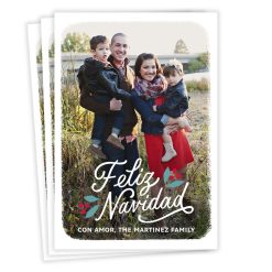 Hallmark - Feliz Navidad White Frame Flat Christmas Photo Card