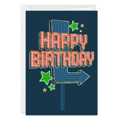 Hallmark - Retro Neon Sign Custom Birthday Card