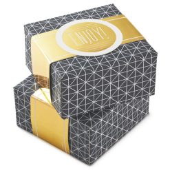 Hallmark - 4" Gray Geometric 2-Pack Gift Boxes With Gold Bands