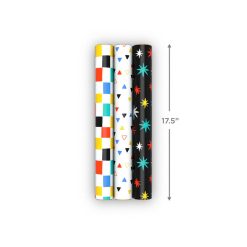 Alternative view of Hallmark - Colorful Shapes 3-Pack Assorted Wrapping Paper Mini Roll Bundle, 45 sq. ft. total