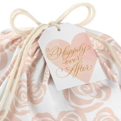 Alternative view of Hallmark - 28" Pink Roses on Ivory Wedding Canvas Gift Sack With Gift Tag