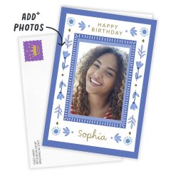 Alternative view of Hallmark - Blue Folk Art Flowers Custom Birthday Card