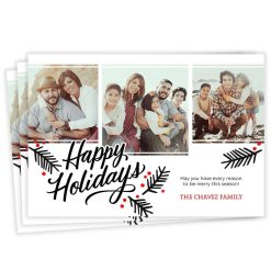 Hallmark - Black and Red Greenery Flat Holiday Photo Card