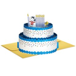 Hallmark - Peanuts Joe Cool Snoopy Cake 3D Pop-Up Birthday Card
