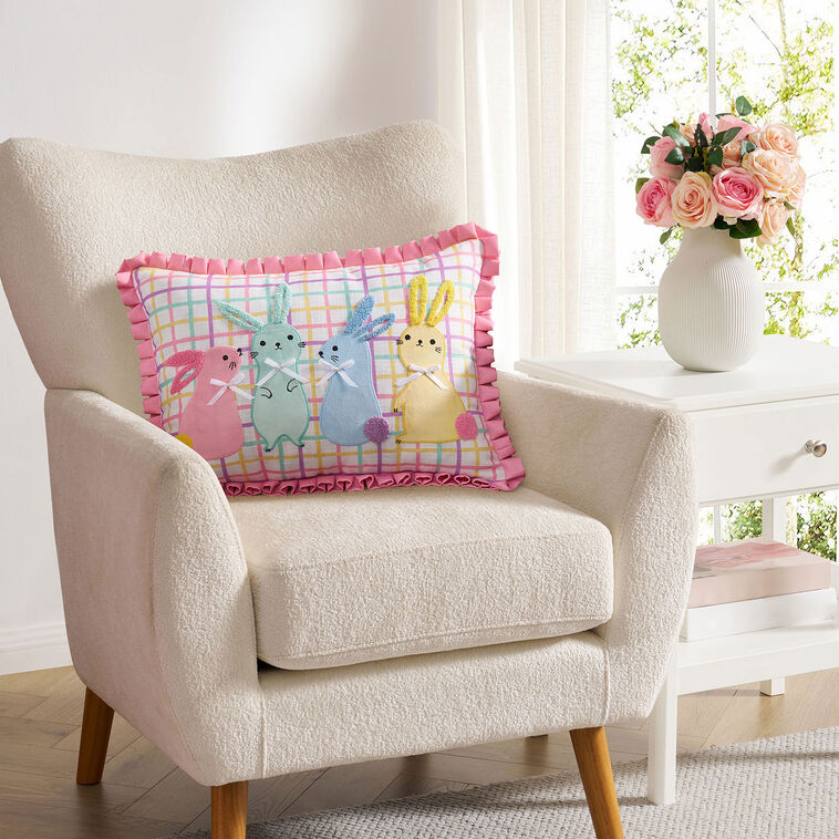 Hallmark - Pastel Bunnies Reversible Pillow, 14x20 - Image 2