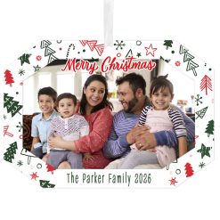 Hallmark - Festive Fun Metal Personalized Ornament, Custom Photo and Text