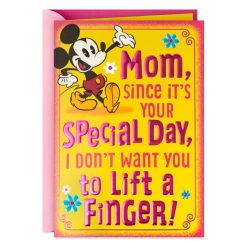 Hallmark - Disney Mickey Mouse Don't Lift a Finger Funny Pop-Up Birthday Card for Mom