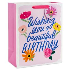 Hallmark - 13" Floral Beauty on Pink Large Birthday Gift Bag