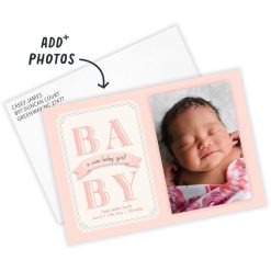 Alternative view of Hallmark - Classic Pink Banner Baby Girl Flat Birth Announcement