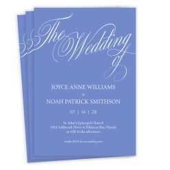 Hallmark - Elegant Blue Calligraphy Flat Wedding Invitation