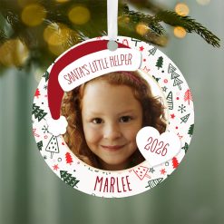 Alternative view of Hallmark - Holiday Round Metal Personalized Ornament, Custom Photo and Text
