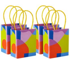 Hallmark - 4" Abstract Neon Shapes Mini Treat Bags With Handles, Pack of 4