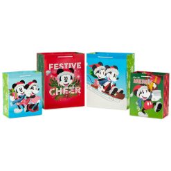 Hallmark - Disney Mickey and Minnie Christmas Gift Bags, Assorted Sizes and Designs
