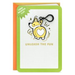Hallmark - Unleash the Fun Birthday Card for Kids With Corgi Dog Backpack Clip