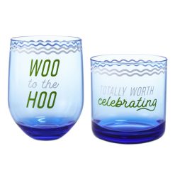 Hallmark - Woo Hoo Worth Celebrating Drinking Glasses, Set of 2