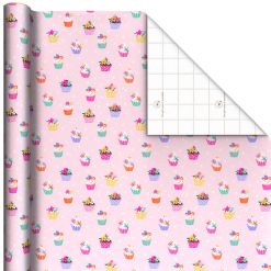 Hallmark - Cupcakes on Pink Wrapping Paper Roll, 20 sq. ft.