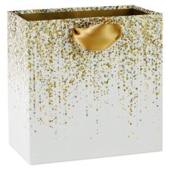 Hallmark - 7.7" Gold Confetti Trails on White Medium Gift Bag