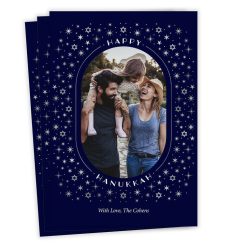 Hallmark - Stars of David on Blue Flat Hanukkah Photo Card