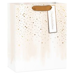 Hallmark - 9.6" Metallic Wash With Gold Hearts Medium Gift Bag