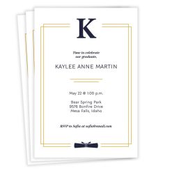 Hallmark - Modern Monogram Flat Graduation Party Invitation