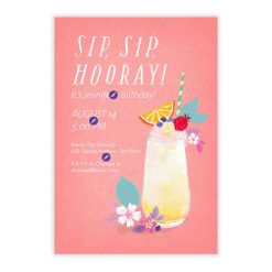 Alternative view of Hallmark - Sip Sip Hooray Fruity Drink Flat Birthday Invitation