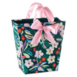 Hallmark - 9.6" Lacey Chabert Collection Green Floral Medium Gift Bag
