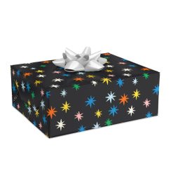 Alternative view of Hallmark - Colorful Stars on Black Wrapping Paper, 20 sq. ft.