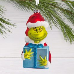 Alternative view of Hallmark - Dr. Seuss's How the Grinch Stole Christmas! Grinch With Present Blown Glass Hallmark - Ornament