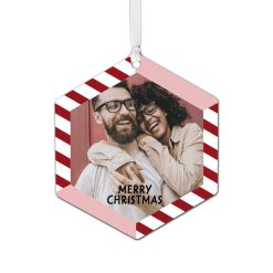 Hallmark - Candy Cane Stripes Metal Personalized Ornament, Custom Photo and Text