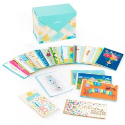 Hallmark - Assorted All-Occasion Greeting Cards in Pastel Watercolor Organizer, Box of 24