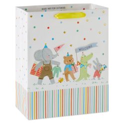 Hallmark - 13" Cute Animal Parade Large New Baby Gift Bag