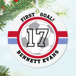 Alternative view of Hallmark - Soccer Round Metal Personalized Ornament, Custom Text