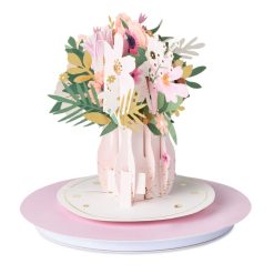 Alternative view of Hallmark - Pink and Gold Flower Bouquet Musical 3D Pop-Up Thinking of You Card with Motion