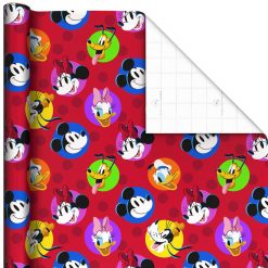 Hallmark - Disney Mickey Mouse and Friends on Red Wrapping Paper Roll, 17.5 sq. ft.