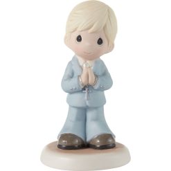Hallmark - Precious Moments Blessings On Your First Communion Blonde Boy Figurine, 5.3
