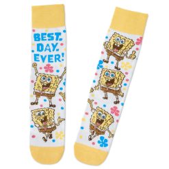 Hallmark - Nickelodeon SpongeBob SquarePants Best Day Ever Novelty Crew Socks