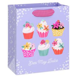 Hallmark - 6.5" Eres Muy Dulce Cupcakes on Lavender Small Gift Bag