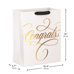 Alternative view of Hallmark - 13" Congrats Calligraphy on Cream Large Gift Bag