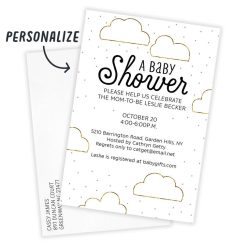 Alternative view of Hallmark - Elegant Clouds and Dots Flat Baby Shower Invitation