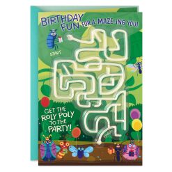 Hallmark - Roly Poly Ball Maze Game Birthday Card for Kids