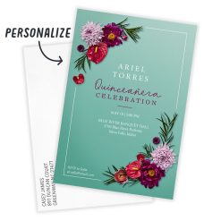 Alternative view of Hallmark - Pink Botanicals Flat Quinceaera Invitation