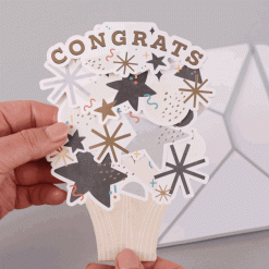 Alternative view of Hallmark - Confetti and Stars Bouquet Paper Craft Pop-Up Graduation Card With Motion
