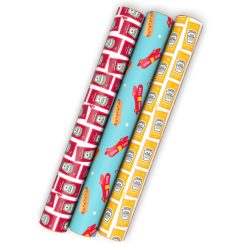 Hallmark - Oscar Mayer and Heinz Condiments 3-Pack Wrapping Paper Mini Roll Bundle, 45 sq. ft. total