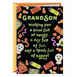 Hallmark - Candy, Fun and Heart Full of Happy Halloween Card for Grandson