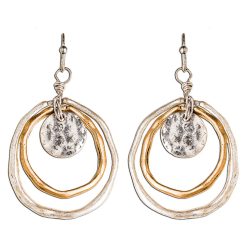 Hallmark - Rain Jewelry Hammered Disc Mixed Metal Drop Earrings
