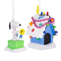 Hallmark - Peanuts Snoopy and Holiday Doghouse Hallmark - Ornaments, Set of 2