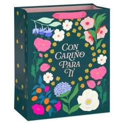 Hallmark - 13" Con Cario Para Ti Flowers on Green Large Gift Bag
