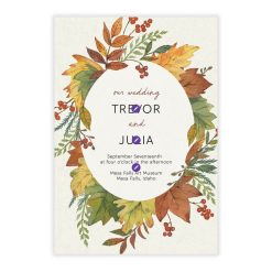 Alternative view of Hallmark - Autumn Leaves Wreath Flat Wedding Invitation