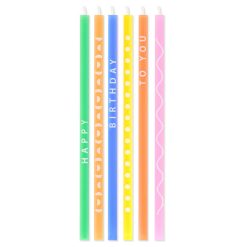 Hallmark - Multicolor Wishes and Patterns Tall Square Birthday Candles, Pack of 6